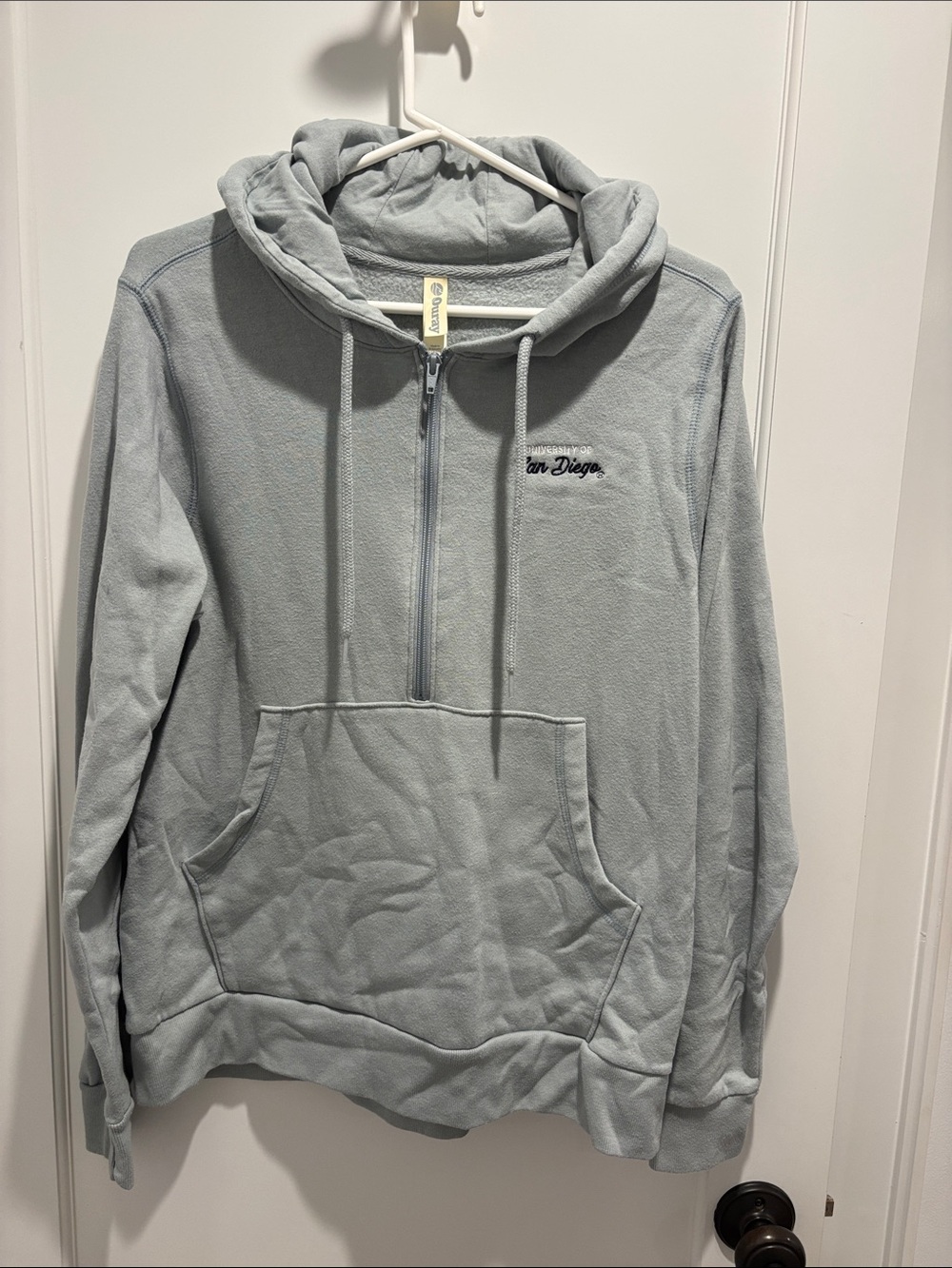 Half-Zip University of San Diego Hooded Sweatshirt - Light Gray